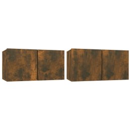 SZAFKI WISZĄCE POD TV 2 SZT. PRZYDYMIONY DĄB 60X30X30CM