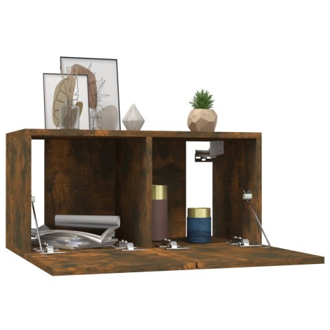 SZAFKI WISZĄCE POD TV 2 SZT. PRZYDYMIONY DĄB 60X30X30CM