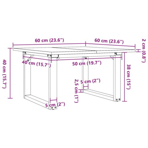STOLIK KAWOWY Z CZWOROKĄTNYMI NOGAMI 60X60X40CM