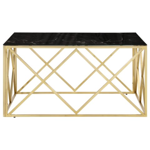 STOLIK KAWOWY ZŁOTY STAL NIERDZEWNA I SZKŁO HARTOWANE