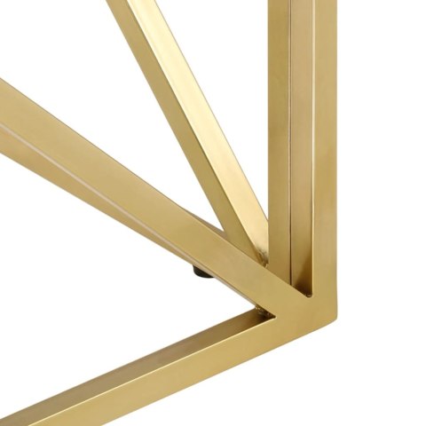 STOLIK KAWOWY ZŁOTY STAL NIERDZEWNA I SZKŁO HARTOWANE