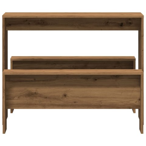 3-CZĘŚCIOWY ZESTAW MEBLI: STOLIK I ŁAWKI DĄB ARTISIAN