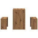 3-CZĘŚCIOWY ZESTAW MEBLI: STOLIK I ŁAWKI DĄB ARTISIAN