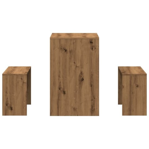 3-CZĘŚCIOWY ZESTAW MEBLI: STOLIK I ŁAWKI DĄB ARTISIAN