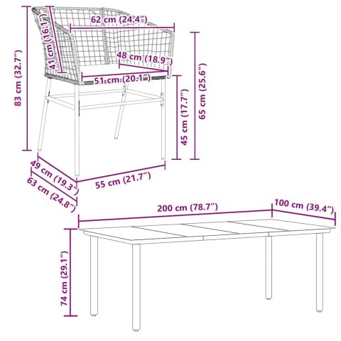 9-CZĘŚCIOWY ZESTAW OGRODOWY PODUSZKAMI CZARNY POLIRATTAN SZKŁO