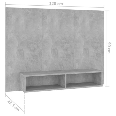 WISZĄCA SZAFKA POD TV SZAROŚĆ BETONU 120X23,5X90CM