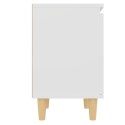 SZAFKA NOCNA Z DREWNIANYMI NÓŻKAMI BIAŁA 40X30X50CM