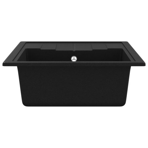 OWALNY ZLEW KUCHENNY Z OTWOREM PRZELEWOWYM CZARNY GRANITOWY