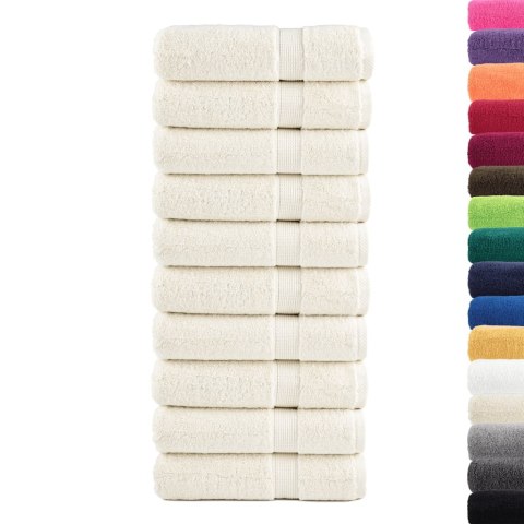 RĘCZNIKI PREMIUM SOLUND 10 SZT. KREMOWE 70X140CM 600 G/CM²