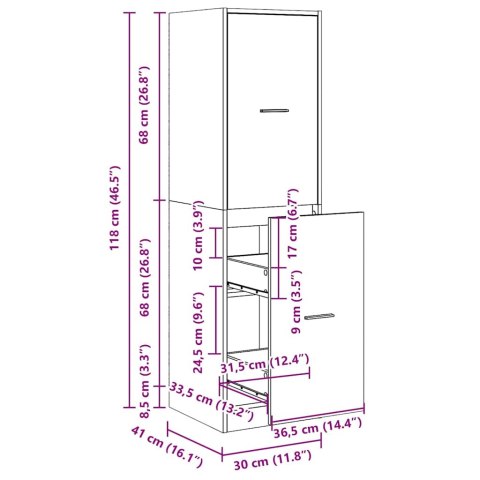 SZAFKA APTECZNA STARE DREWNO 30X41X118CM