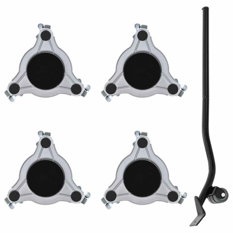 ROLKI MEBLOWE 4 SZT. Z PODNOŚNIKIEM 19X17,5X6CM STAL 1000KG