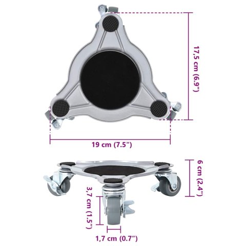 ROLKI MEBLOWE 4 SZT. Z PODNOŚNIKIEM 19X17,5X6CM STAL 1000KG