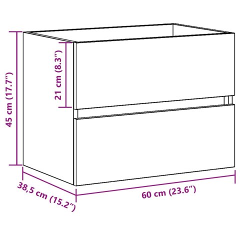 SZAFKA POD UMYWALKĘ CZARNY DĄB 60X38,5X45CM