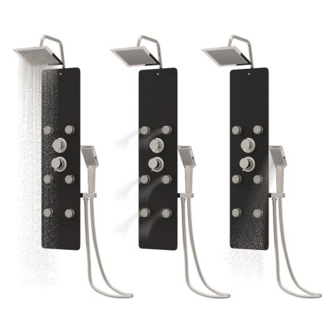 PANEL PRYSZNICOWY SZKŁO 25X47,5X130CM CZARNY