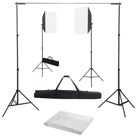 FOTOGRAFICZNY ZESTAW STUDYJNY Z LAMPAMI SOFTBOX I TŁEM