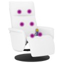 ROZKŁADANY FOTEL MASUJĄCY Z PODNÓŻKIEM BIAŁY SZTUCZNA SKÓRA