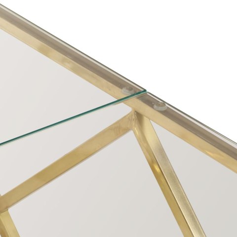 STOLIK KAWOWY ZŁOTY STAL NIERDZEWNA I SZKŁO HARTOWANE