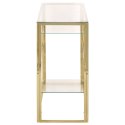 STOLIK KONSOLOWY ZŁOTY STAL NIERDZEWNA I SZKŁO HARTOWANE