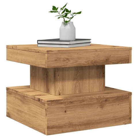 STOLIK KAWOWY Z OŚWIETLENIEM LED DĄB ARTISIAN 50X50X40CM