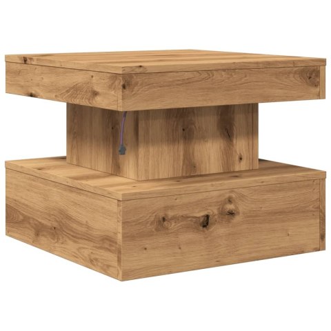 STOLIK KAWOWY Z OŚWIETLENIEM LED DĄB ARTISIAN 50X50X40CM