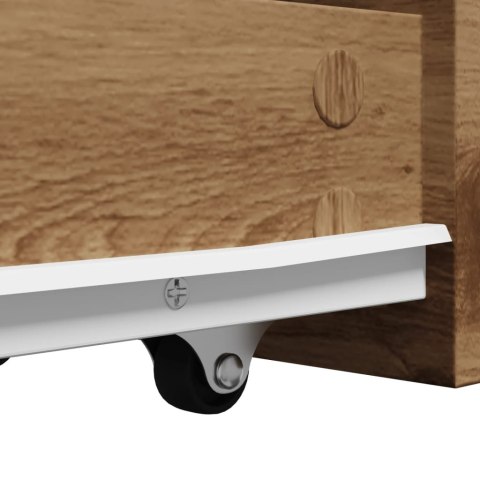 WĄSKA SZAFKA ŁAZIENKOWA NA KÓŁKACH DĄB ARTISIAN