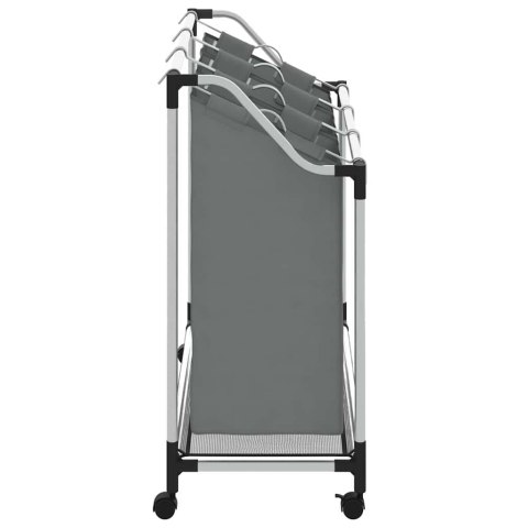 KOSZ NA PRANIE Z KÓŁKAMI 3 PRZEGRODY SZARY