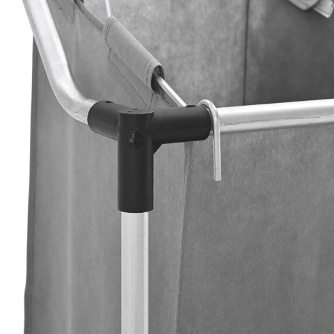 KOSZ NA PRANIE Z KÓŁKAMI 3 PRZEGRODY SZARY