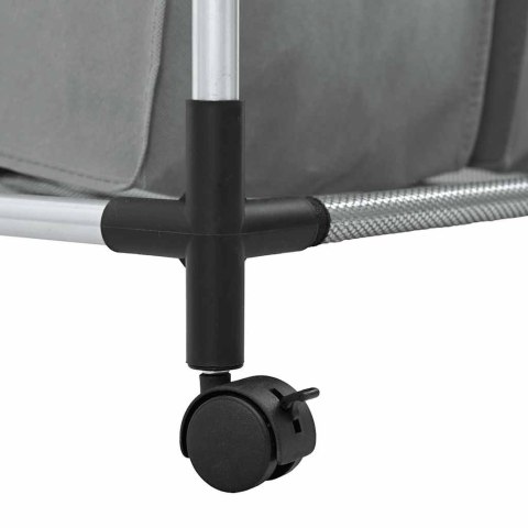 KOSZ NA PRANIE Z KÓŁKAMI 3 PRZEGRODY SZARY