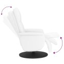 ROZKŁADANY FOTEL Z PODNÓŻKIEM BIAŁY SZTUCZNA SKÓRA