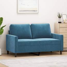SOFA 2-OSOBOWA NIEBIESKI 120CM TAPICEROWANA AKSAMITEM