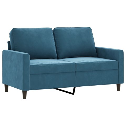 SOFA 2-OSOBOWA NIEBIESKI 120CM TAPICEROWANA AKSAMITEM