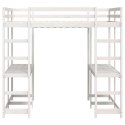 ŁÓŻKO NA ANTRESOLI Z BIURKIEM I DRABINKĄ BIAŁE 180X200CM