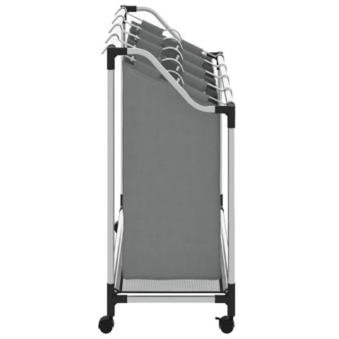 KOSZ NA PRANIE Z KÓŁKAMI 4 PRZEGRODY SZARY