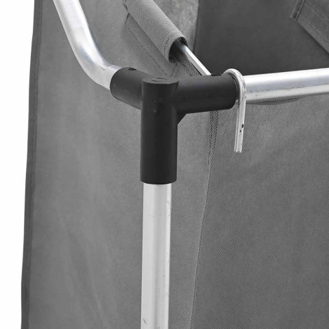 KOSZ NA PRANIE Z KÓŁKAMI 4 PRZEGRODY SZARY