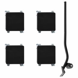 ROLKI MEBLOWE 4 SZT. Z PODNOŚNIKIEM 13,5X13,5X6CM STAL 1300KG