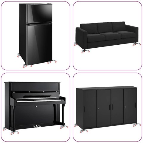 ROLKI MEBLOWE 4 SZT. Z PODNOŚNIKIEM 14,5X13,5X4CM STAL 400KG