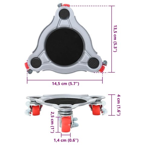 ROLKI MEBLOWE 4 SZT. Z PODNOŚNIKIEM 14,5X13,5X4CM STAL 400KG