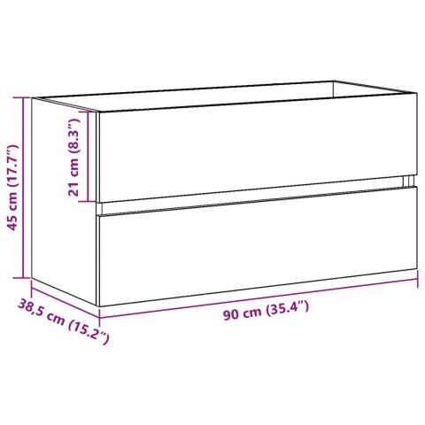 SZAFKA POD UMYWALKĘ CZARNY DĄB 90X38,5X45CM