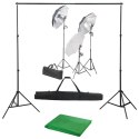 ZESTAW FOTO STUDIO 3 LAMPY PARASOLKI STATYWY ZIELONE TŁO 500X300CM