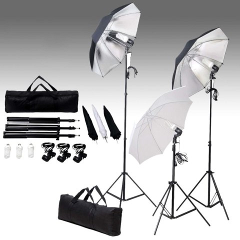 ZESTAW FOTO STUDIO 3 LAMPY PARASOLKI STATYWY ZIELONE TŁO 500X300CM