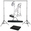 ZESTAW FOTO STUDIO 3 LAMPY PARASOLKI STATYWY CZARNE TŁO 300X300