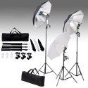 ZESTAW FOTO STUDIO 3 LAMPY PARASOLKI STATYWY CZARNE TŁO 300X300