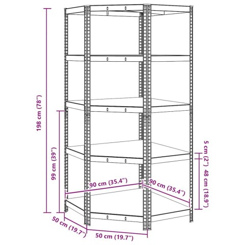 VidaXL Regał narożny z 5 półkami, niebieski, materiał drewnopochodny
