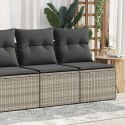 2-CZ SOFA OGRODOWA Z PODUSZKAMI JASNOSZARY RATTAN PE I AKACJA