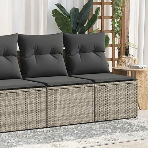 2-CZ SOFA OGRODOWA Z PODUSZKAMI JASNOSZARY RATTAN PE I AKACJA