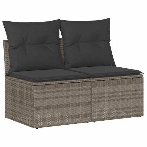 2-CZ SOFA OGRODOWA Z PODUSZKAMI JASNOSZARY RATTAN PE I AKACJA