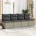 2-CZ SOFA OGRODOWA Z PODUSZKAMI JASNOSZARY RATTAN PE I AKACJA