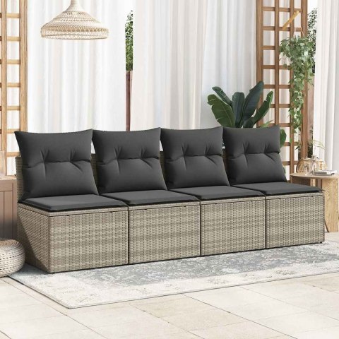 2-CZ SOFA OGRODOWA Z PODUSZKAMI JASNOSZARY RATTAN PE I AKACJA