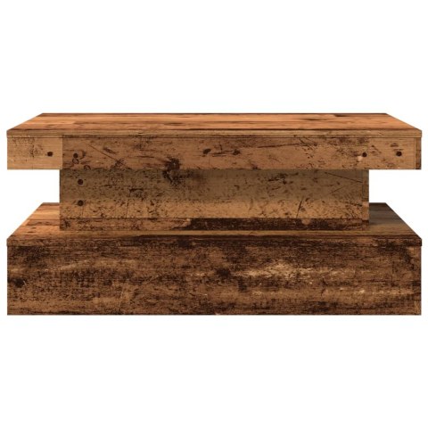 STOLIK KAWOWY Z OŚWIETLENIEM LED STARE DREWNO 90X50X40CM
