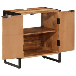 SZAFKA DO ŁAZIENKI 55X35X60CM LITE DREWNO AKACJOWE I ŻELAZO